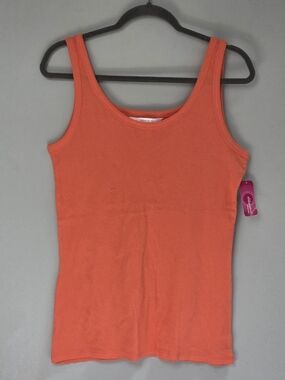Xhilaration Bright Orange Ribbed Scoop Tank